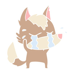 flat color style cartoon crying wolf