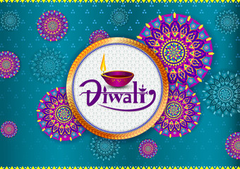 Happy Diwali light festival of India greeting background