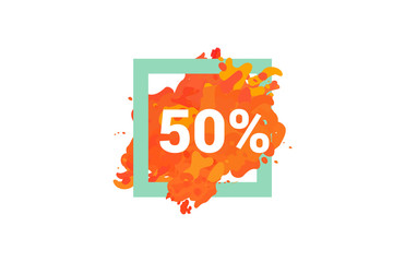 50 Percent Discount Number Orange Water Color Frame