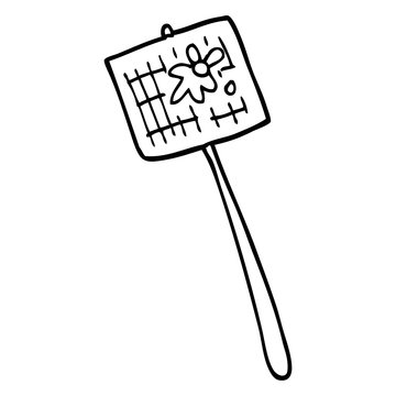line drawing cartoon fly swatter