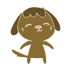 happy flat color style cartoon dog