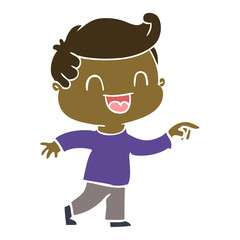 flat color style cartoon happy man pointing
