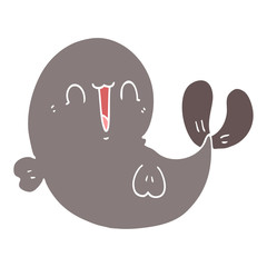 Fototapeta premium cute flat color style cartoon whale