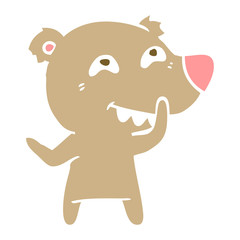 flat color style cartoon bear showing teeth