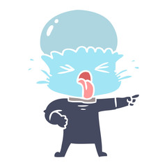 disgusted flat color style cartoon alien