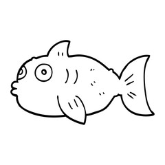 line drawing cartoon surprised fish