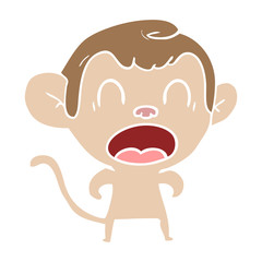 shouting flat color style cartoon monkey
