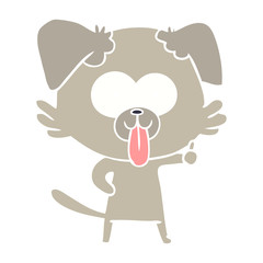 flat color style cartoon dog with tongue sticking out
