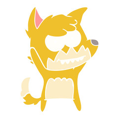 flat color style cartoon grinning fox
