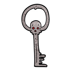 cartoon doodle spooky skull key