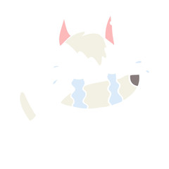 flat color style cartoon crying wolf