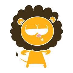 flat color style cartoon bored lion