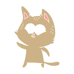 flat color style cartoon cat waving