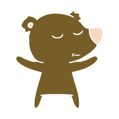 happy flat color style cartoon bear