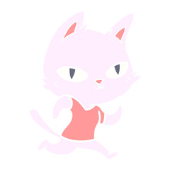 flat color style cartoon cat running