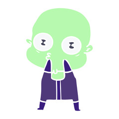 flat color style cartoon weird bald spaceman
