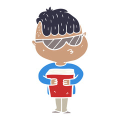 flat color style cartoon boy wearing sunglasses