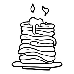 line drawing cartoon stack of pancakes