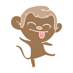 funny flat color style cartoon monkey dancing