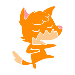 friendly flat color style cartoon fox dancing