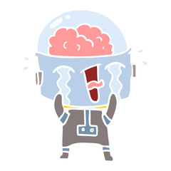 flat color style cartoon crying robot