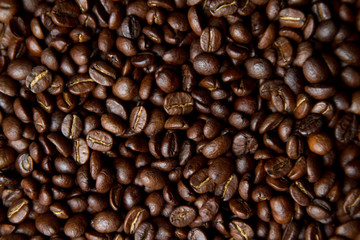 coffee beans on burlap background