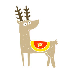 flat color illustration of a cartoon reindeer