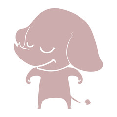 flat color style cartoon smiling elephant