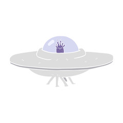 flat color illustration of a cartoon flying saucer
