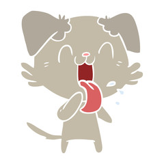 flat color style cartoon panting dog