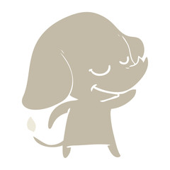 flat color style cartoon smiling elephant