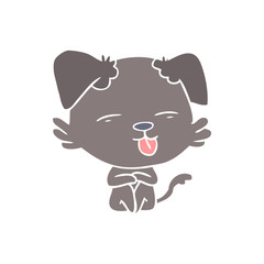 flat color style cartoon dog sticking out tongue