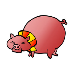 cartoon doodle fat pig