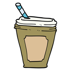 cartoon doodle coffee cup with straw