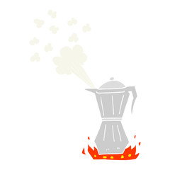 flat color illustration of a cartoon stovetop espresso maker