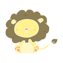 cute flat color style cartoon lion