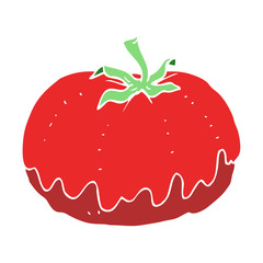 flat color illustration of a cartoon tomato