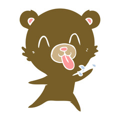 rude flat color style cartoon bear