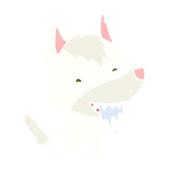 flat color style cartoon hungry wolf