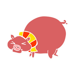 cartoon doodle fat pig