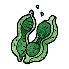 cartoon doodle peas in pod