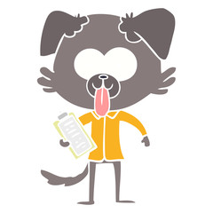 flat color style cartoon dog with tongue sticking out