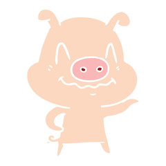 Obraz na płótnie Canvas nervous flat color style cartoon pig