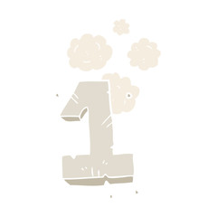 flat color illustration of a cartoon stone number one