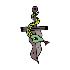 cartoon doodle tattoo dagger symbol