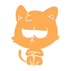 bored flat color style cartoon cat