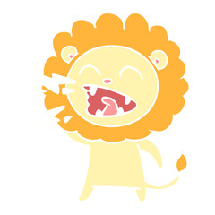 flat color style cartoon roaring lion