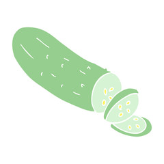 flat color illustration of a cartoon sliced cucumber