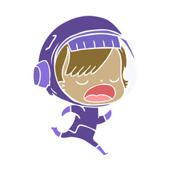 flat color style cartoon running astronaut