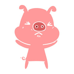 flat color style cartoon angry pig